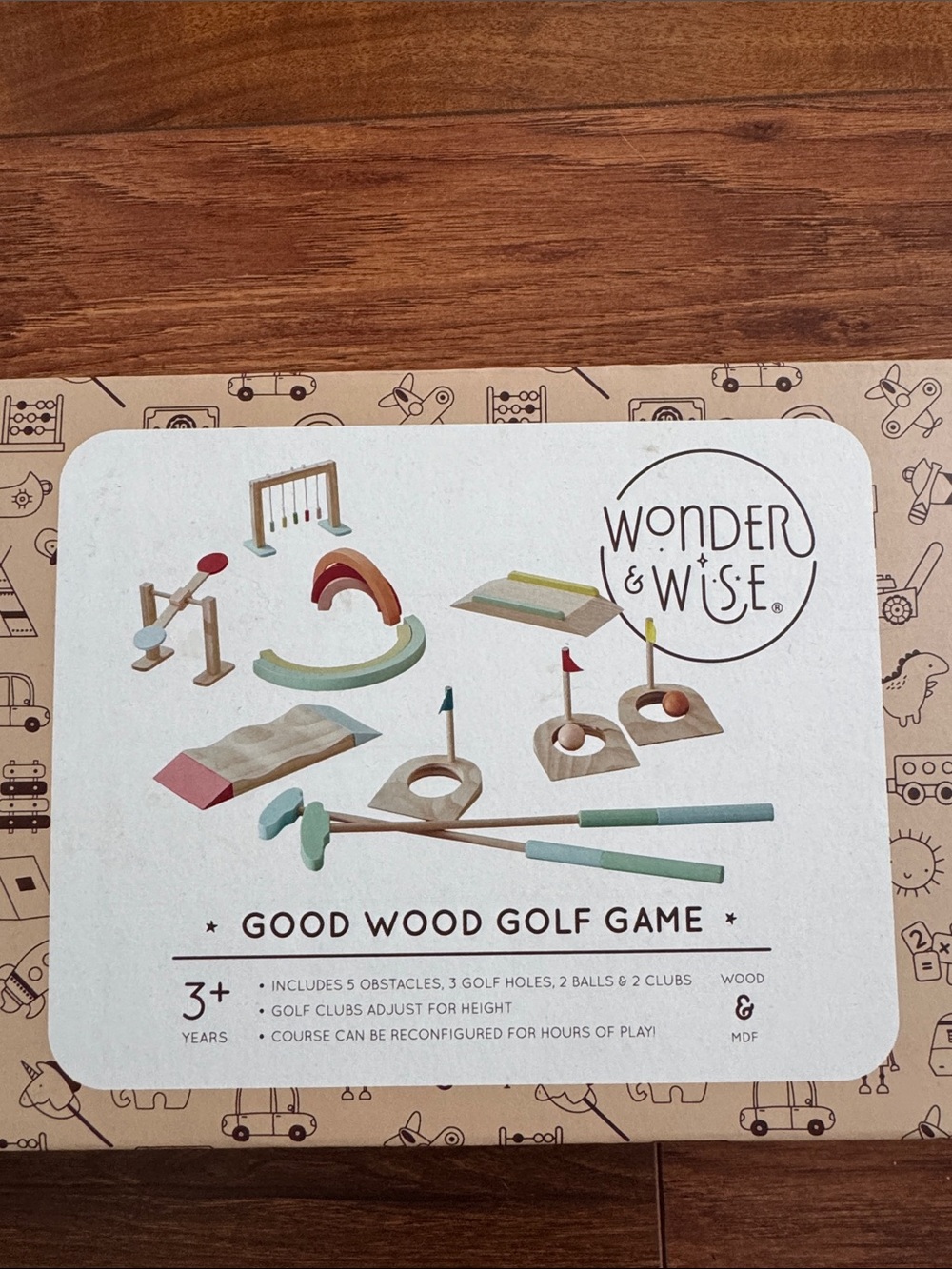 Montessori toddler Golf Game - Pastel colors and Natural Wood